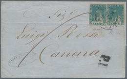 Italien - Altitalienische Staaten: Toscana: 1857, Two Items 2 Cr Blue On Folded Letter From Livorno - Tuscany