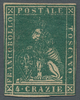 Italien - Altitalienische Staaten: Toscana: 1857, 4 Crazie Verde Su Carta Bianca, 4c. Green On White - Tuscany