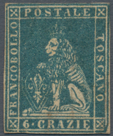 Italien - Altitalienische Staaten: Toscana: 1857, 6 Crazie Dark Blue On White Paper Mint With Origin - Toscana