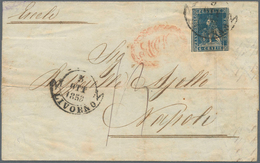 Italien - Altitalienische Staaten: Toscana: 1857, 6 Cr Blue, Close To Full Margins, Single Franking - Tuscany