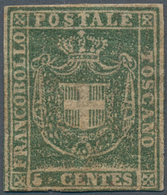 Italien - Altitalienische Staaten: Toscana: 1860, Coat Of Arms 5 C (olive?)green Mint With Lightly H - Tuscany