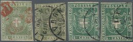 Italien - Altitalienische Staaten: Toscana: 1860, Four Stamps 5 C. Green Olive To Deep Green (first - Toskana