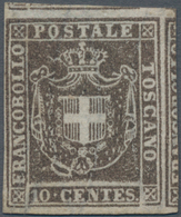 Italien - Altitalienische Staaten: Toscana: 1860, 10 Cent. Brown Mint Without Gum, All Sides With Fu - Tuscany