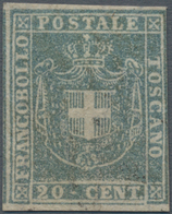 Italien - Altitalienische Staaten: Toscana: 1860, 20 Cent. Grey-blue Unused Without Gum, Three Sides - Toskana