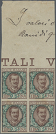 Italien: 1901. 1 L Brown And Green, IMPERFORATED Archivial PROOF On Thicker, Ungummed Paper, Block O - Nuevos