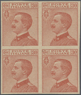 Italien: 1922, 30 C Orange-brown In Block Of Four, Imperforated, Mint Never Hinged - Ungebraucht