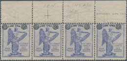 Italien: 1924. 1 L On 20 C Blue "Vittorio Veneto, Horizontal Strip Of Four, Mint Never Hinged With T - Nuevos