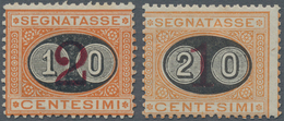 Italien - Portomarken: 1890/1891, Postage Due Provisionals 10c. On 2c. And 20c. On 1c. Orange/carmin - Postage Due