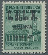 Italien - Lokalausgaben 1944/45 - Arona: 1945, Overprint On Definitives, Complete Set In Faultless Q - Local And Autonomous Issues