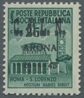 Italien - Lokalausgaben 1944/45 - Arona: 1945, Overprint On Definitives, Complete Set In Faultless Q - Ortsausgaben/Autonome A.