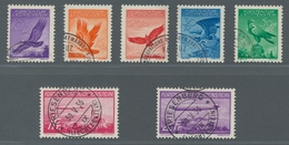 Liechtenstein: 1934/1936 Flugpostausgabe "Adler" (geriffelter Gummi) Und Zeppelin-Marken Von 1936 In - Used Stamps