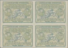 Niederlande - Ganzsachen: Design "Madrid" 1920 International Reply Coupon As Block Of Four 30 Cent N - Postal Stationery