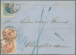 Österreich: 1855, FRANCO - Faltbrief Aus TRIEST14/8 Nach AMSTERDAM 18/8. Frankiert Mit Zweimal 3 Kr. - Gebraucht
