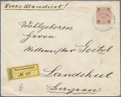 Österreich: 1890, 12 Kr In MiF Mit Zwei Waager. Paaren Rückseitig Auf R-Brief Von Karolinenthal Nach - Oblitérés