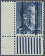 Österreich: 1945, "1 Bis 5 Mk. Mit Magerem Grazer Aufdruck", Postfrischer Eckrandsatz (Ränder Teils - Used Stamps