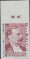 Österreich: 1972, 2 Sch. Carl Michael Ziehrer Ungezähntes Oberrandstück, Postfrisch. Mi. 1.500,- €. - Gebraucht