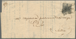 Österreich - Lombardei Und Venetien: 1850/1856, 10 C Schwarz, Handpapier, Dreiseits Vollrandig, Oben - Lombardo-Vénétie