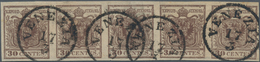 Österreich - Lombardei Und Venetien: 1850, 30 Centes Dunkelbraun Type I Handpapier Im Waagrechten Fü - Lombardy-Venetia