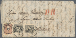 Österreich - Lombardei Und Venetien: 1859, 3 So Schwarzgrau, Type II, Senkrechtes Paar, Vollzähnig U - Lombardo-Vénétie