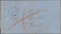 Österreichische Post In Der Levante: 1861, TENEDOS, 10/10, Einkreisstempel In Blau Auf Faltbrief Nac - Levant Autrichien