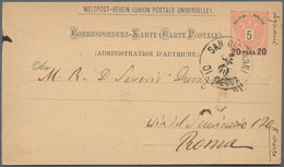 Österreichische Post In Der Levante: 1890, 20 Pa Auf 5 Kr Rot Ganzsachenkarte Von K1 SAN GIOVANNI DI - Eastern Austria