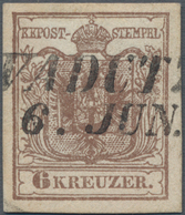 Österreich - Verwendung In Liechtenstein: 1850/54, 6 Kr. Braun Mit L2 VADUT(Z), Kab.stück, Lt. FA Re - Other & Unclassified