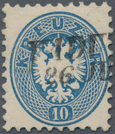 Österreich - Verwendung In Liechtenstein: 1863, 10 Kr. Blau Doppeladler Mit L2 VADUTZ, Kab.stück, Lt - Other & Unclassified
