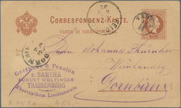 Österreich - Verwendung In Liechtenstein: 1878, Ganzsachen-Postkarte 2 Kr. Kaiserkopf Rotbraun,dt.-i - Autres & Non Classés