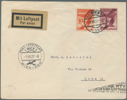 Österreich - Flugpost: 1927 (1 Aug), Erstflugbrief Nach Rom, Frankiert Mit 10 G Orange Und 15 G Rötl - Sonstige & Ohne Zuordnung
