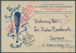 Polen: 1938, "Stratospheric Flight Block" With All Confirmation Stamps On Official Flight Letter Of - Autres & Non Classés