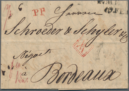 Russland - Vorphilatelie: 1825 FL From St. Petersburg To Bordeaux France, With Red PP And Also Red D - ...-1857 Préphilatélie
