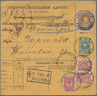 Russland: 1909/13 Accompanying Cards For Five Parcels All Sent From Moscow To Poland (Vengrov, Vloda - Lettres & Documents