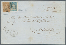 Schweiz: 1856 Strubel: 10 Rp. Blau Auf Sehr Dünnem Papier Mit Grünem Seidenfaden Zusammen Mit 5 Rp. - Used Stamps