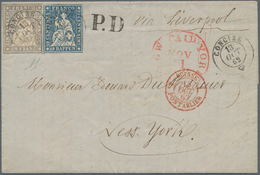 Schweiz: 1854-1863: 1 Fr. Sitzende Helvetia Mit Gelbem Seidenfaden, Im Paar Geklebt Mit 10 Rp. Dunke - Used Stamps