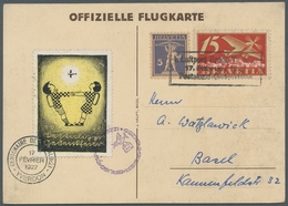 Schweiz: 1927, Pestalozzi-Gedenkflug Brugg-Yverdon, Offizielle Flugkarte Mit Farbiger Vignette Und F - Used Stamps