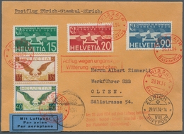 Schweiz: 1934, Balkanflug, Etappe Zürich-Istanbul, Brief Mit Mischfrankatur Und Flug-Sonderstempeln, - Used Stamps