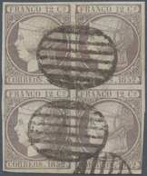 Spanien: 1852, 12cs. Lilac, Block Of Four, Fresh Colour, Some Unobstrusive Imperfections/repaired, N - Sonstige & Ohne Zuordnung