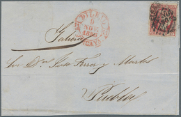 Spanien: 1853, 6 Cs. Pink On A Not Complete Letter From BILBAO To Puebla. Double Cancel Grid- And Ci - Other & Unclassified