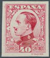 Spanien: 1930, King Alfonso XIII. Definitive 40c. Imperforate COLOUR PROOF In Carmine-red, Mint Neve - Sonstige & Ohne Zuordnung