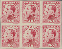 Spanien: 1930, King Alfonso XIII. Definitive 40c. Imperforate COLOUR PROOF In Carmine-red Block Of S - Other & Unclassified