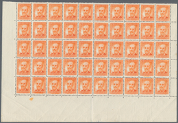 Spanien: 1938, Fermin Salvochea Y Alvarez 60c. Orange Folded Half Sheet With 50 Stamps From Lower Ma - Sonstige & Ohne Zuordnung