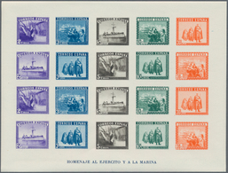 Spanien: 1938, Army And Navy Perforated And IMPERFORATED Miniature Sheets Numbered On Reverse, Mint - Other & Unclassified