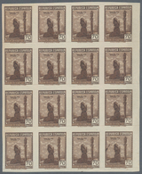 Spanien: 1939, Forces Mail Issue NOT ISSUED 70c. Brown IMPERFORATE Block Of 16, Unused Without Gum A - Other & Unclassified