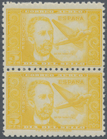 Spanien: 1944, Airmail Stamp 5pts. "Dr.Thebussem", Color Variety "yellow", Vertical Pair, Unmounted - Autres & Non Classés