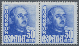 Spanien: 1948, Definitive Issue 'General Franco' 50c. In Unissued Colour ULTRAMARINE In A Horizontal - Sonstige & Ohne Zuordnung