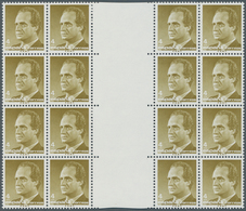 Spanien: 1986, Definitives Juan Carlos, 4pts. Yellow-olive, Gutter Block Of 16, Unmounted Mint. Edif - Other & Unclassified