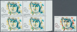 Spanien: 1988, Prominent Woman 20pta. ‚Maria De Maeztu‘ With RED COLOUR OMITTED Block Of Four With N - Autres & Non Classés