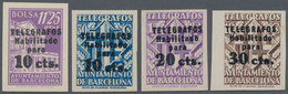 Spanien - Zwangszuschlagsmarken Für Barcelona: TELEGRAPH STAMPS: 1942/45, Provisional Issue Complete - War Tax