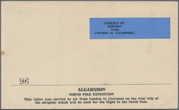 Thematik: Arktis / Arctic: 1924, ALGARSSON NORTH POLE EXPEDITION, Envelope With Blue Label Inscribed - Other & Unclassified