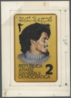 Thematik: Landkarten / Maps: 1990 (ca.), WEST SAHARA: Stamp (native Man) And Miniature Sheet (map Of - Géographie